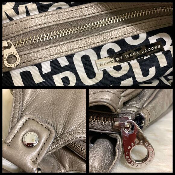 MARC JACOBS "TERI" Pewter Silver Leather Vintage N/S Totally Turnlock N/S Tote - Picture 10 of 16